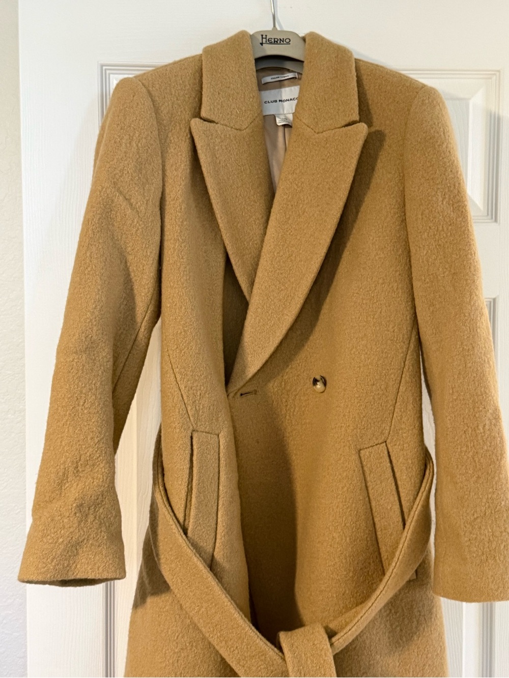 Club Monaco Camel Tan Wool Blend Pea Coat - Picture 1 of 2